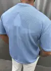 Triko Yıldız Detaylı Tshirt Mavi