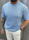 Triko Yıldız Detaylı Tshirt Mavi