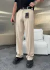 Yüksek Bel Pileli Kumaş Baggy Krem