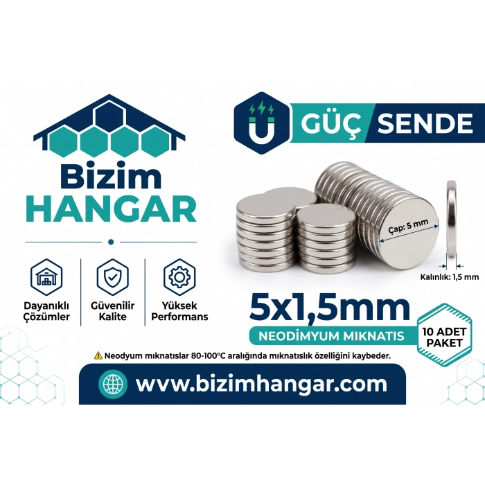 5x1.5mm Neodimyum Mıknatıs – 10’lu Paket