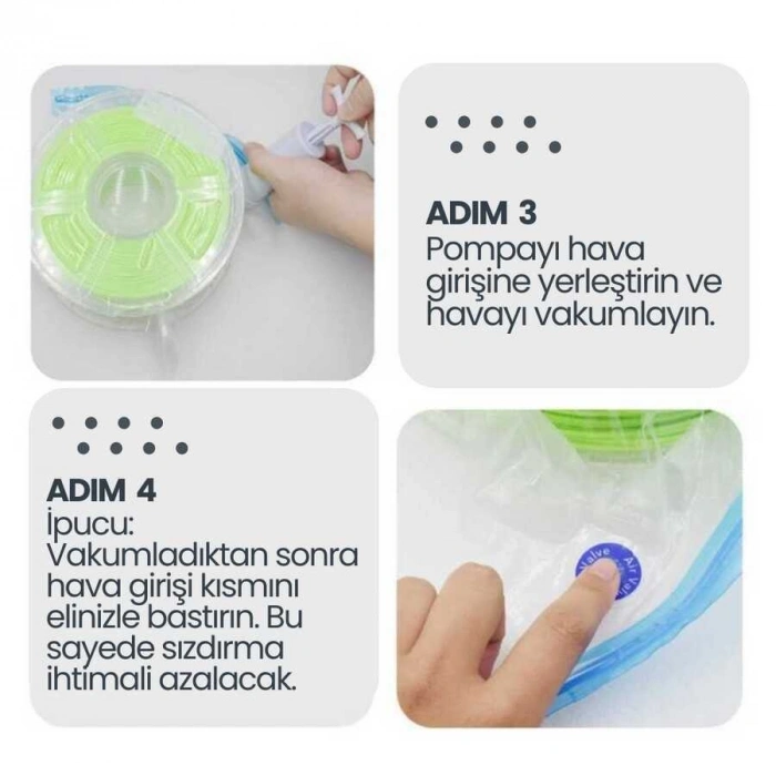Filament Saklama Poşeti ve Vakum Pompa Kiti - 10 Poşet 4 Yorumlar