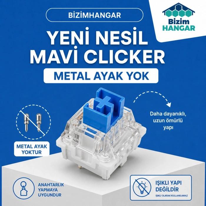 Mavi Clicker - Blue Switch Toptan 10 lu Ayaksız