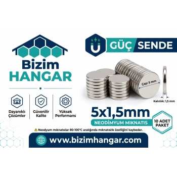 5x1.5mm Neodimyum Mıknatıs – 10’lu Paket