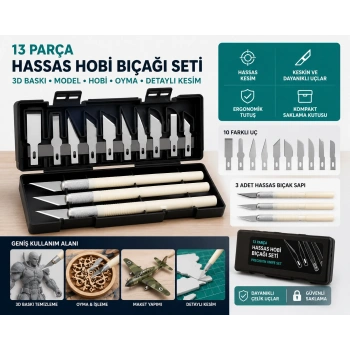 13 Parça Hassas Hobi Bıçağı Seti / Precision Hobby Knife Set