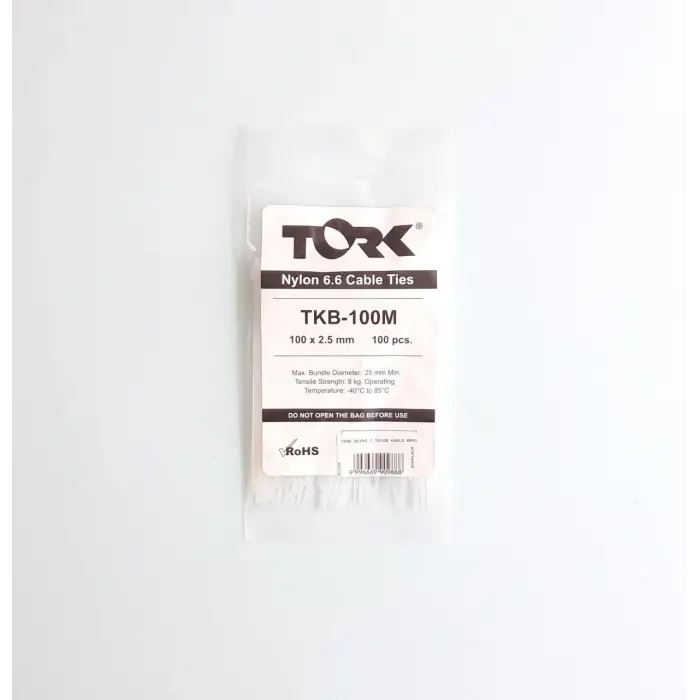 Tork Beyaz Kablo Bağı 2,5X100