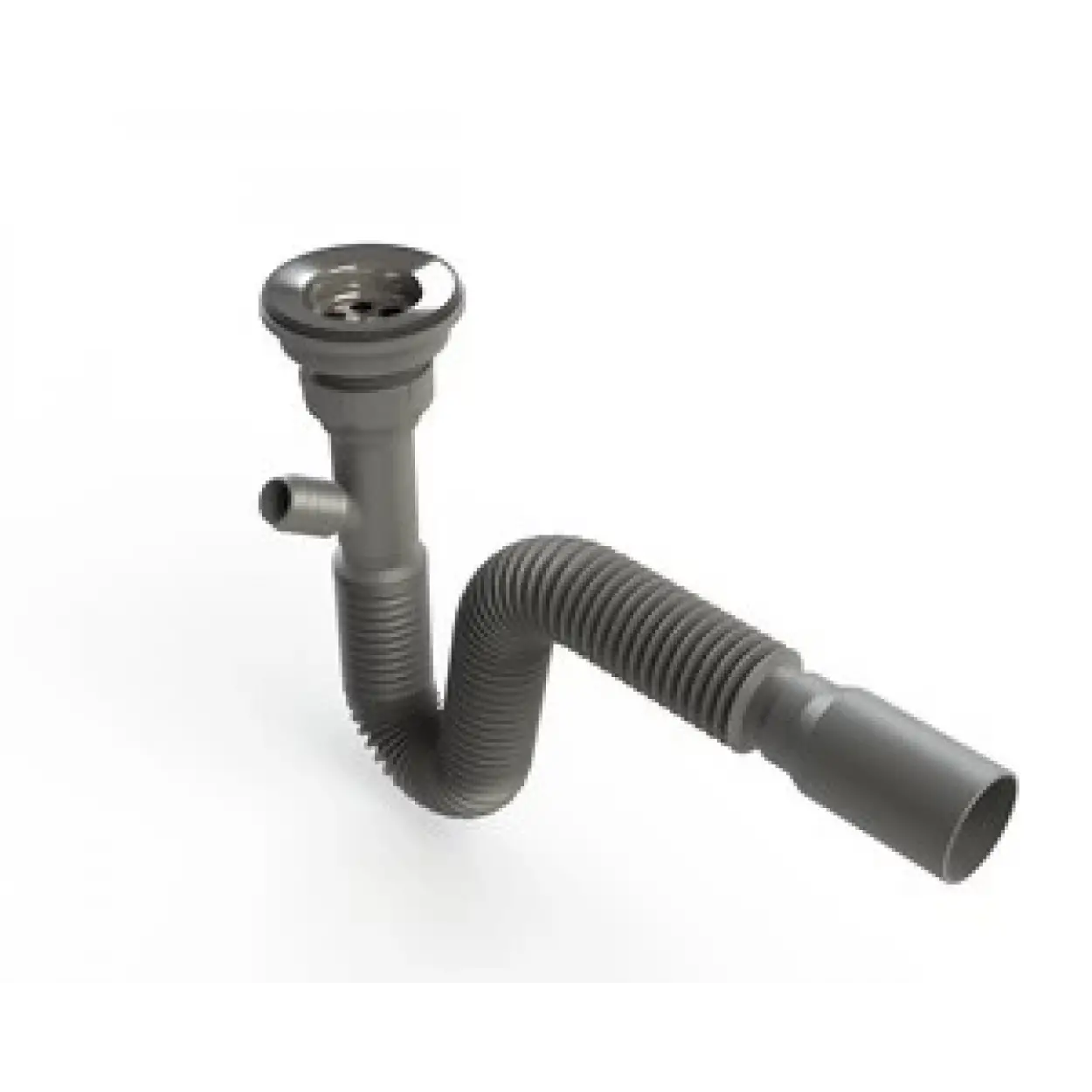 DONAU - Lüx Gri Körüklü Evye Sifonu (Çamaşır çıkışlı - Ø50)