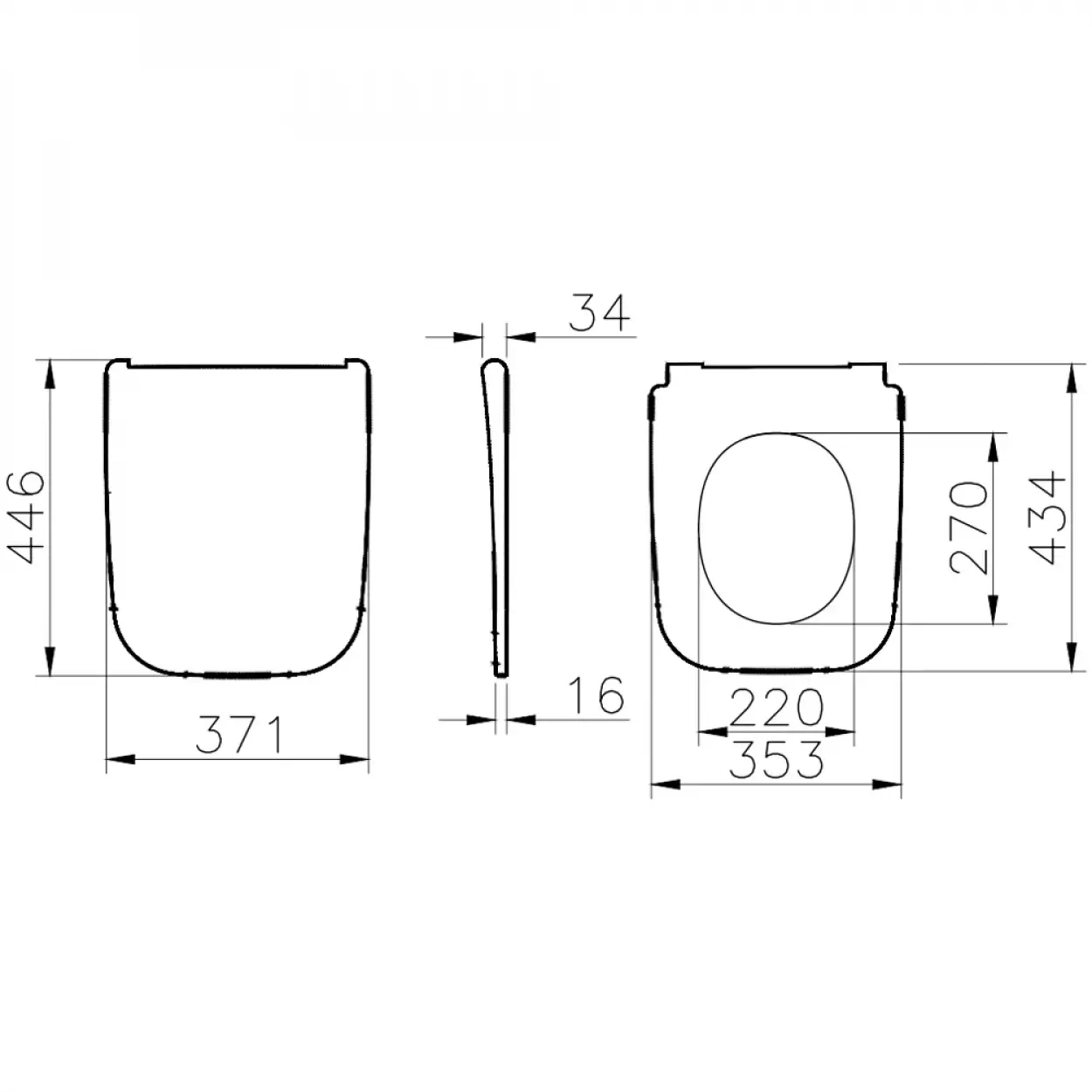 VİTRA - ÜNİVERSAL SQUARE KLOZET KAPAĞI SÜPER SLİM (YAVAŞ KAPANAN-SÖK TAK-METAL MENTEŞELİ)