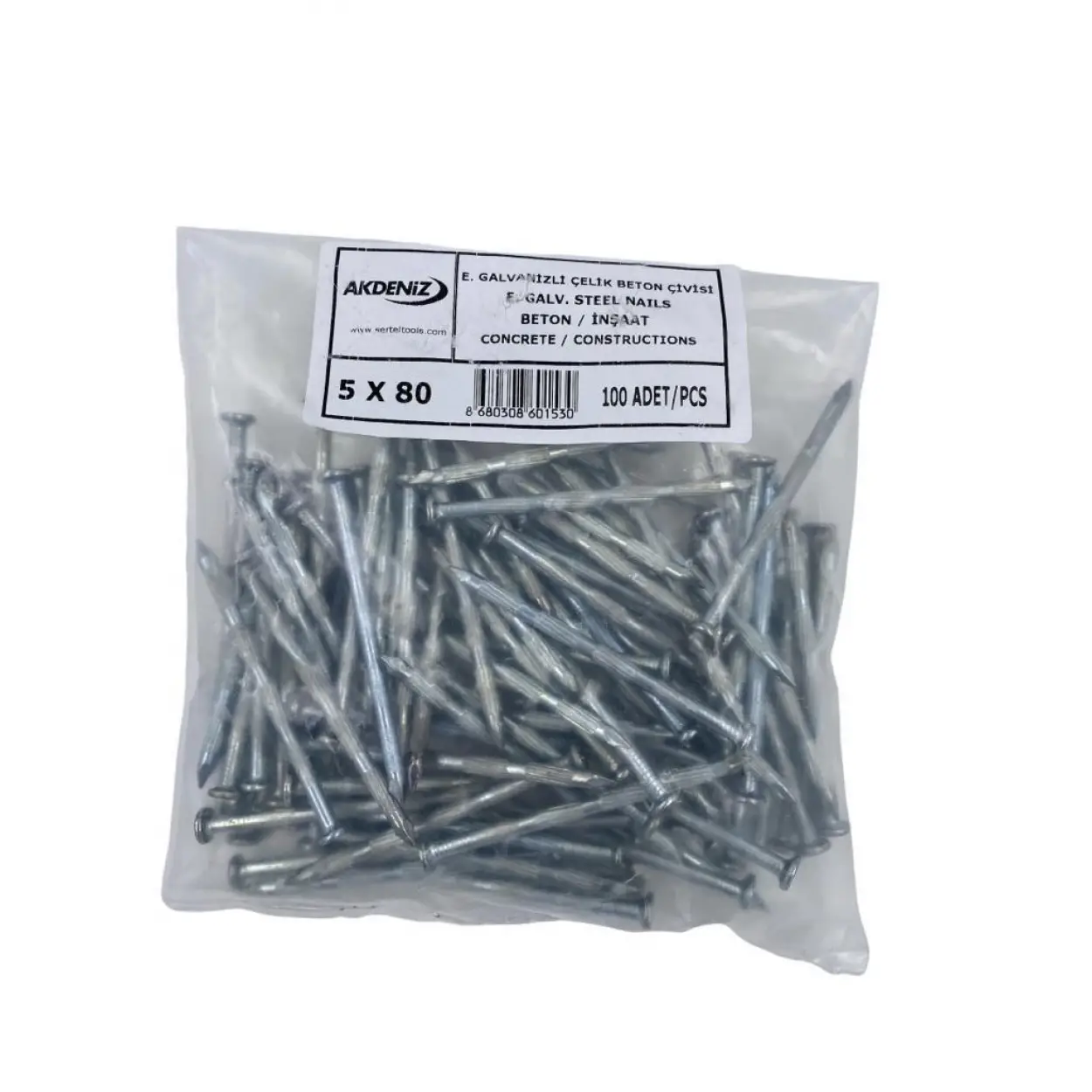 Akdeniz 5X80 Kanallı Çelik Çivi 100 lü