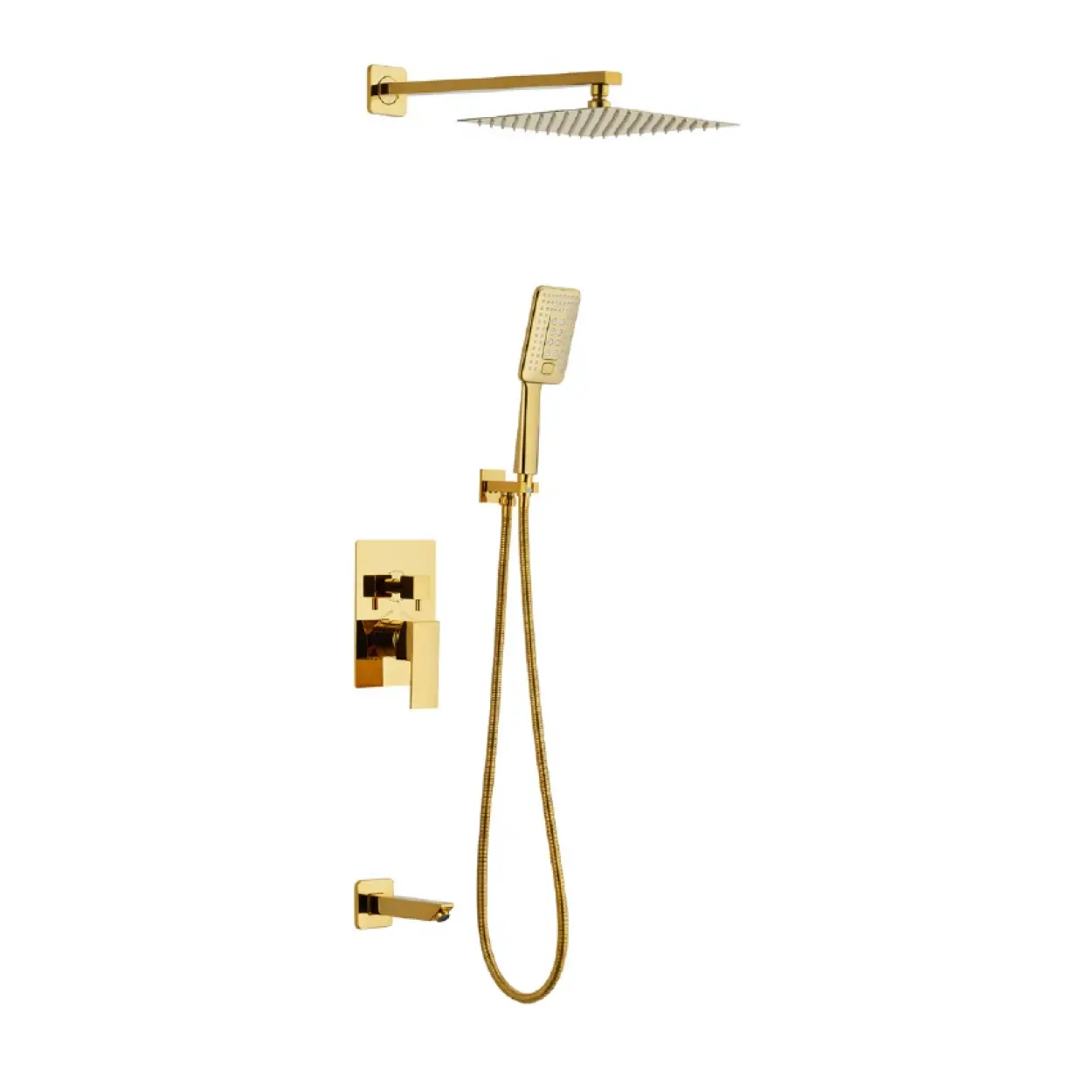 ANKASTRE BANYO TAKIMI KARE - GOLD ( 3 YÖNLÜ )