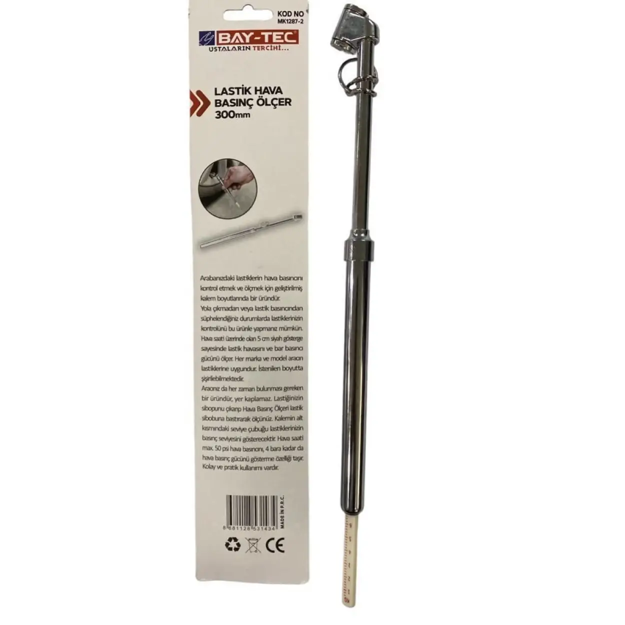 Bay-Tec MK1287-2 Lastik Basınç Ölçer 300 mm