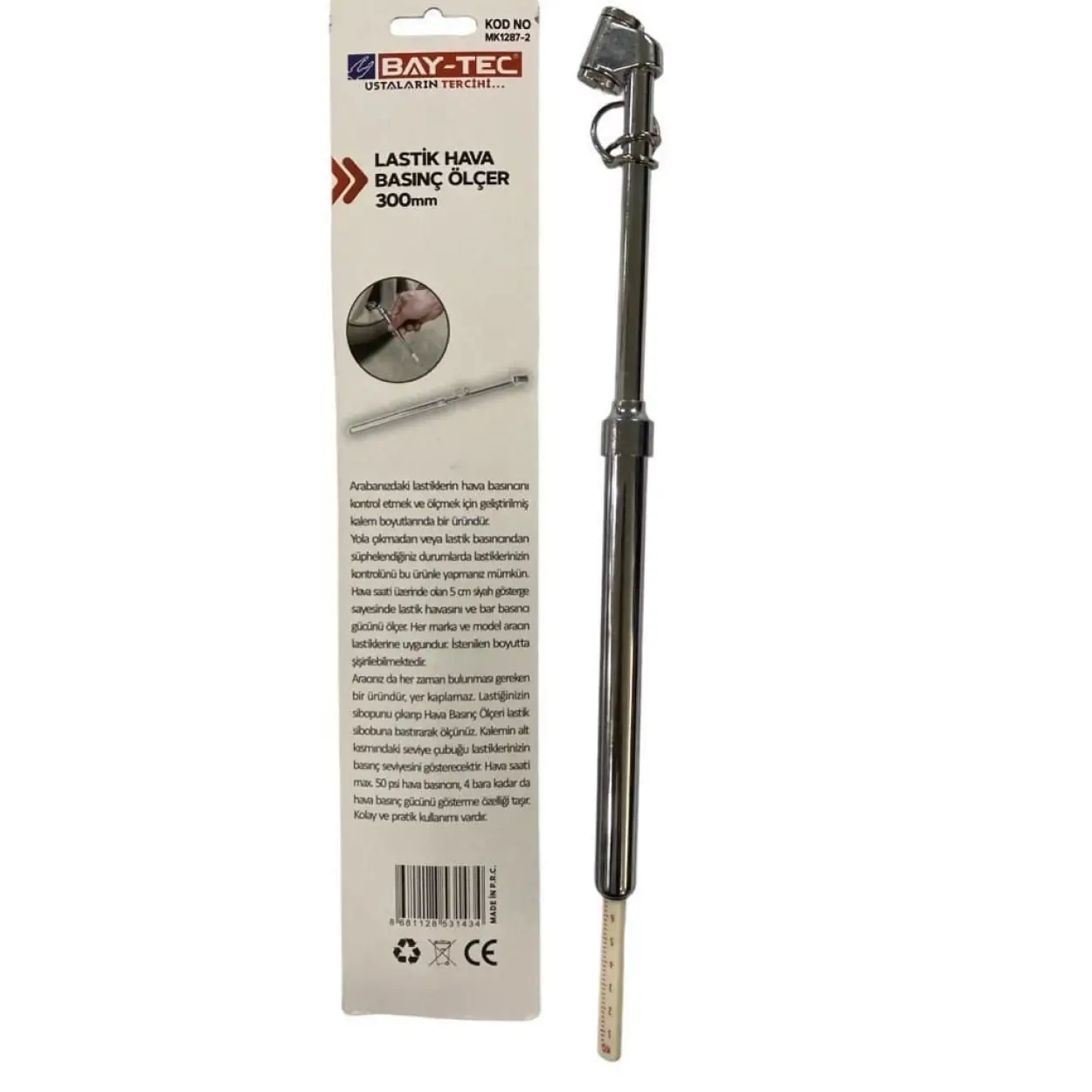 Bay-Tec MK1287-2 Lastik Basınç Ölçer 300 mm