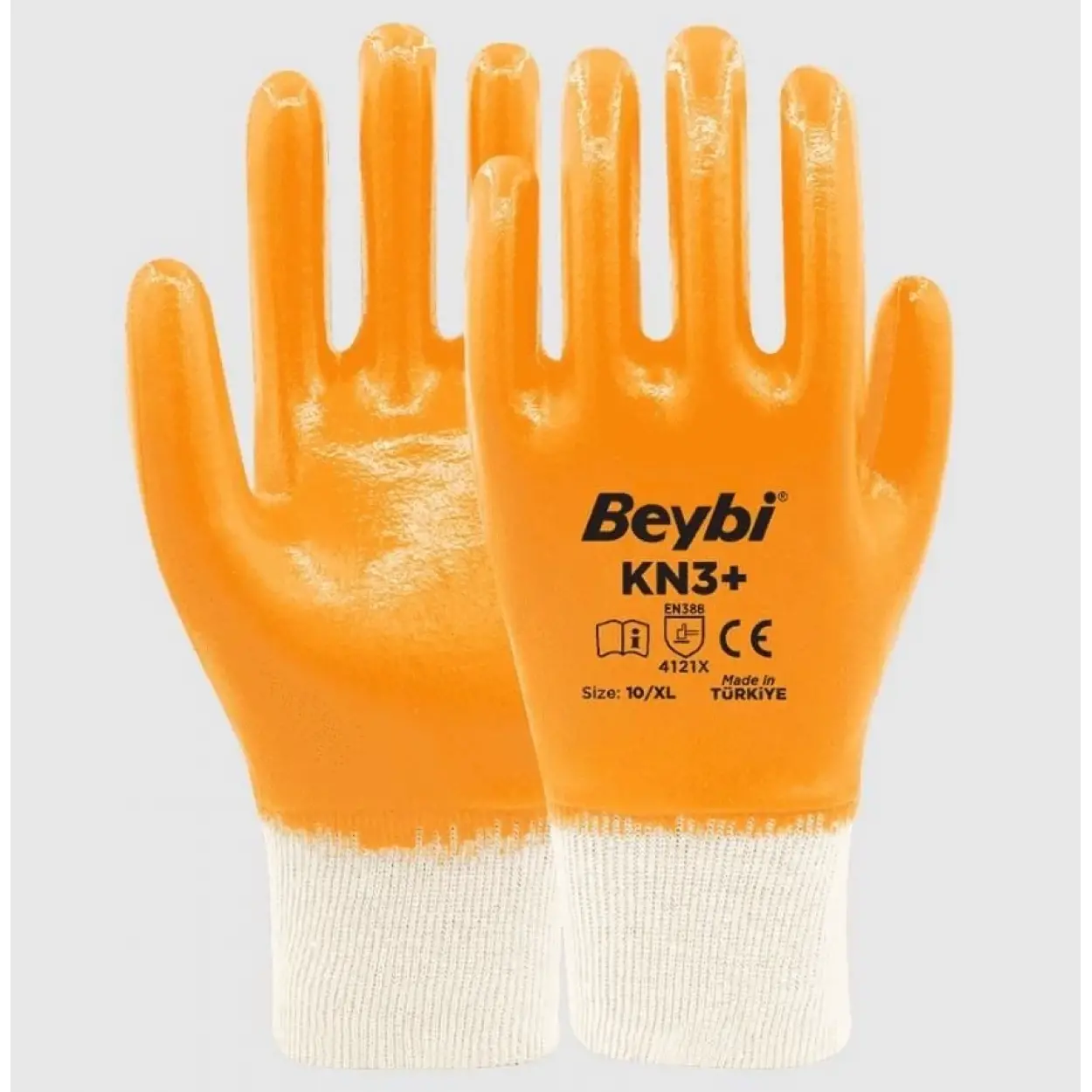 Beybi KN3+ No:10 Sarı Tam Nitril Pamuk Eldiven 1 Adet