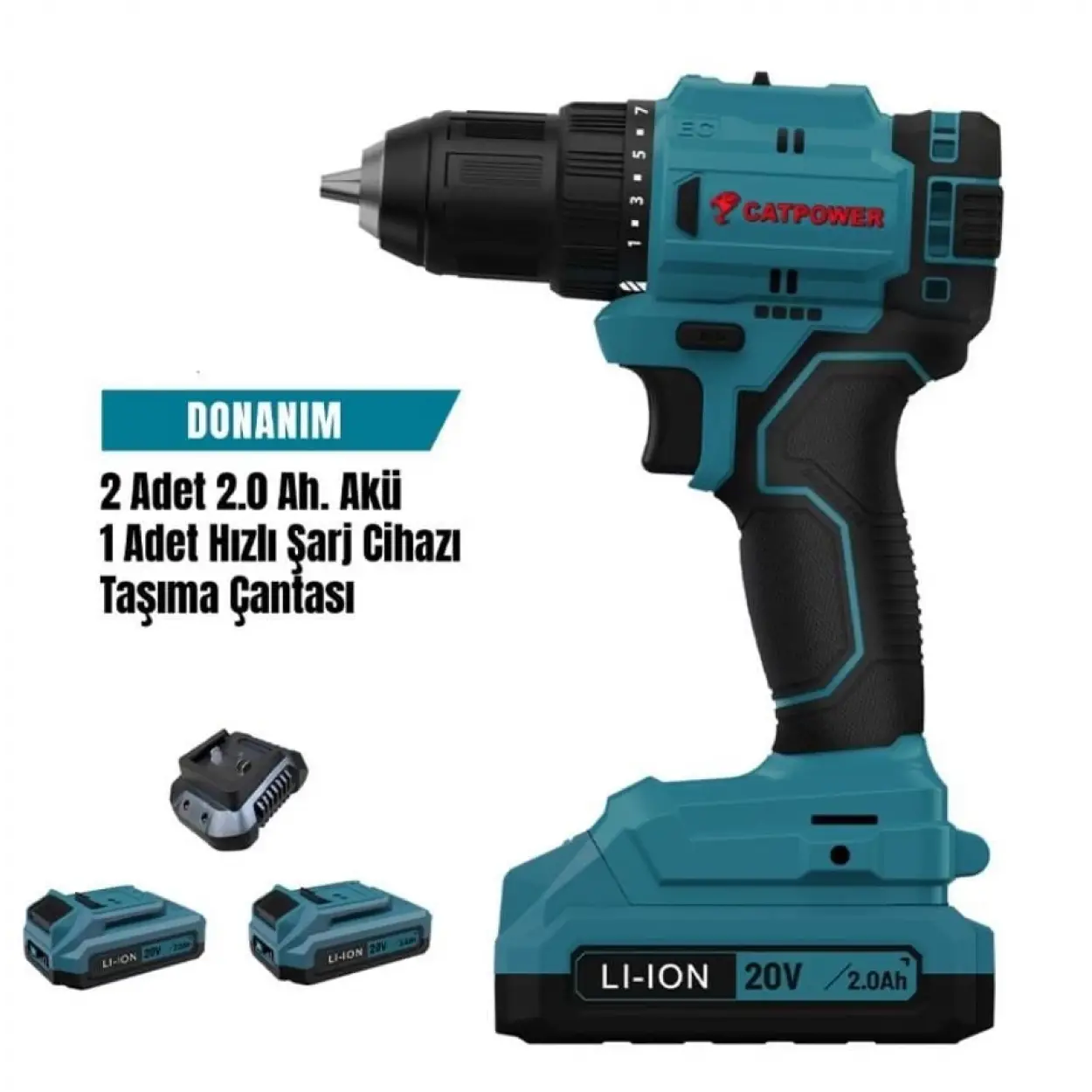 Cat Power 4213 Akülü Vidalama 2,0 Ah Çift Akülü