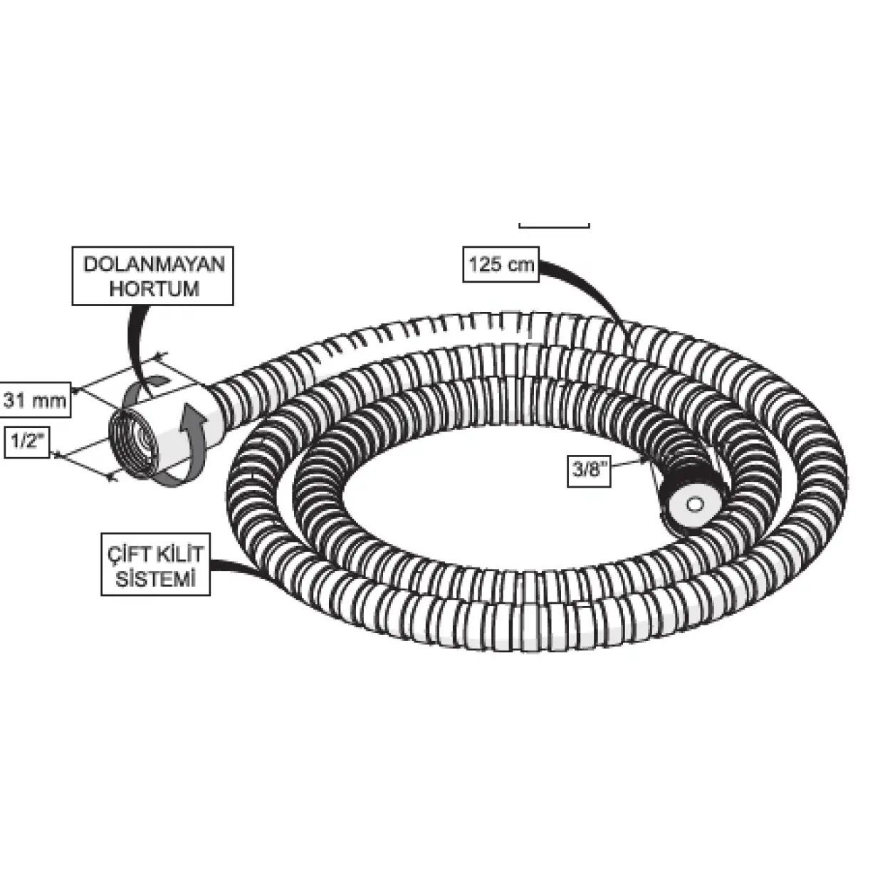 CONSOLATUS PASLANMAZ ÇELİK HORTUMLU TAHARETMATİK (KROM)