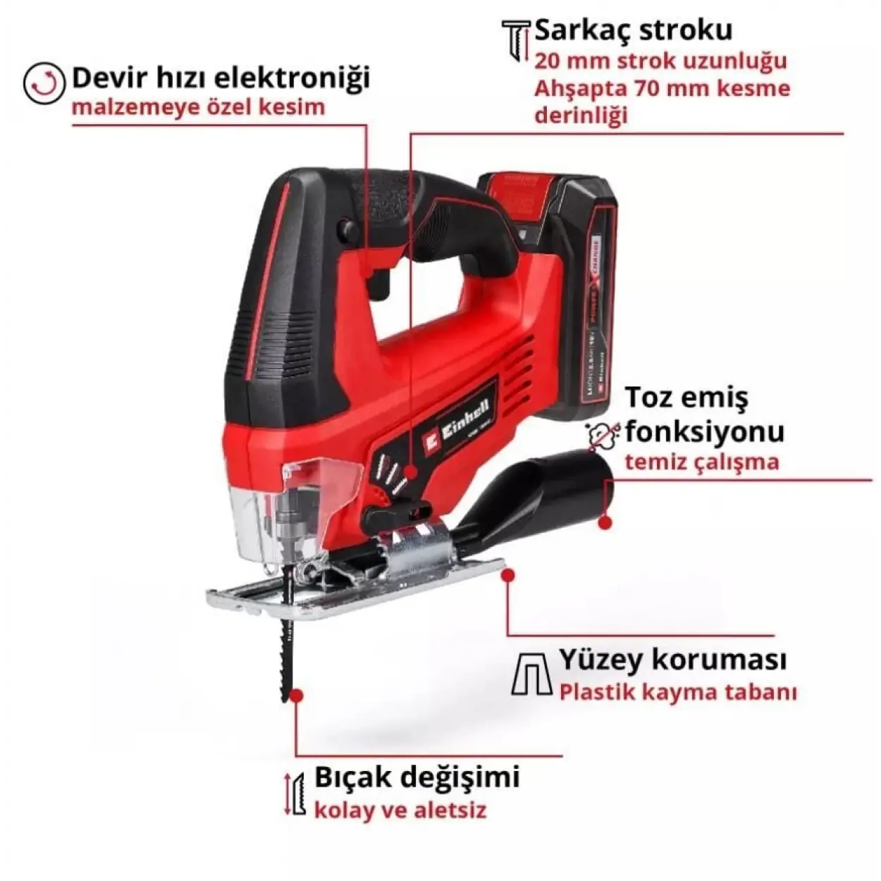 Einhell TC JS 18/70 Akülü Dekupaj Testere 2,5 Ah Tek Akülü