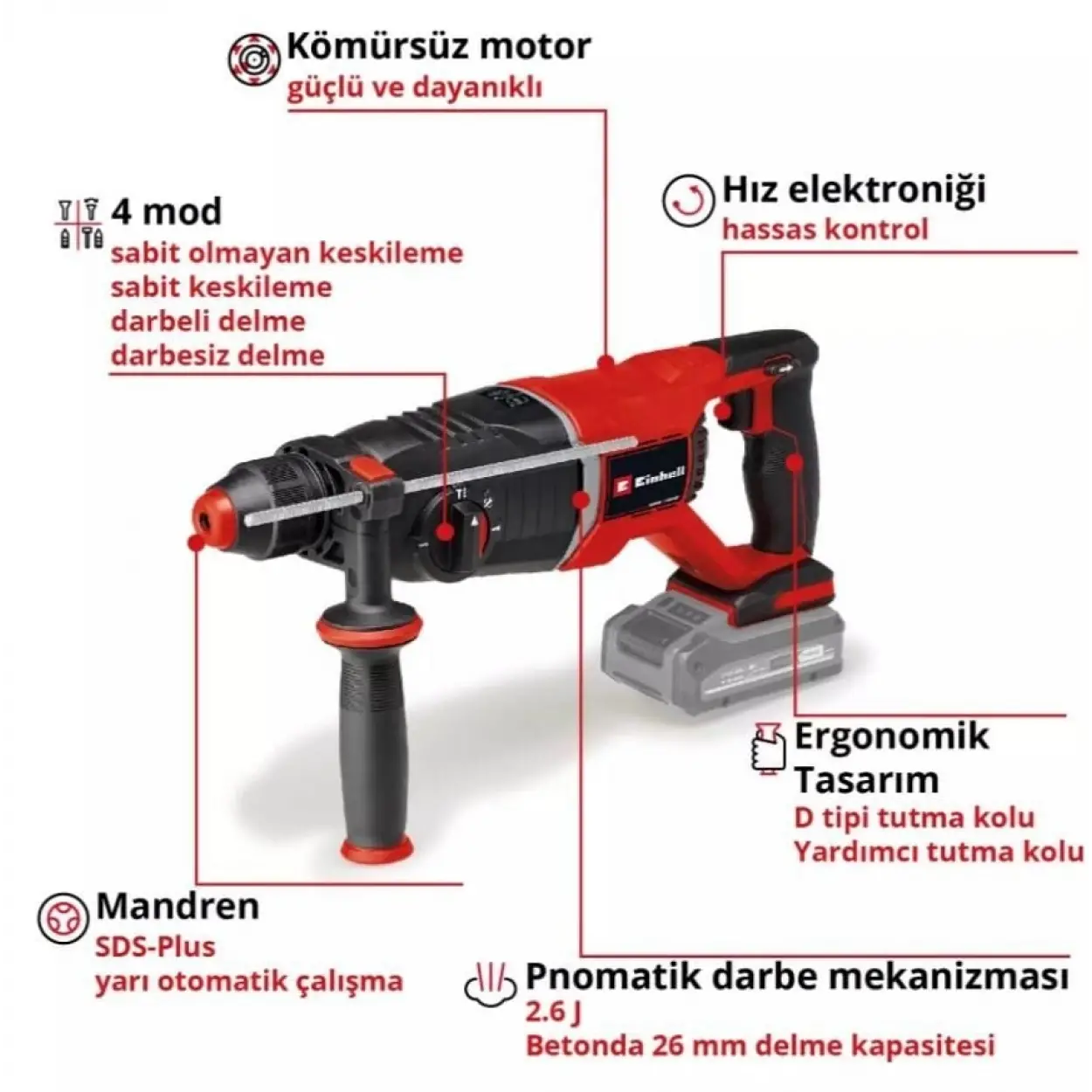 Einhell TP HD 18/26 D Lİ BL Solo Kırıcı Delici