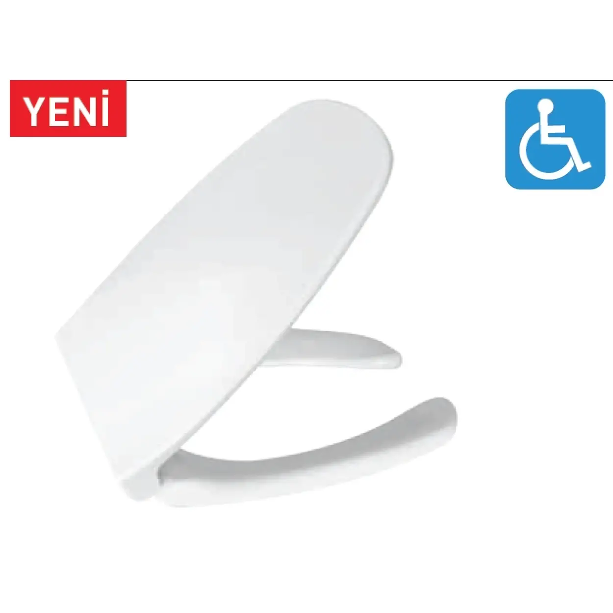 ENGELLİ KLOZET KAPAĞI (YAVAŞ KAPANAN - METAL MENTEŞE TAKIMI - ÜSTTEN SIKMALI)