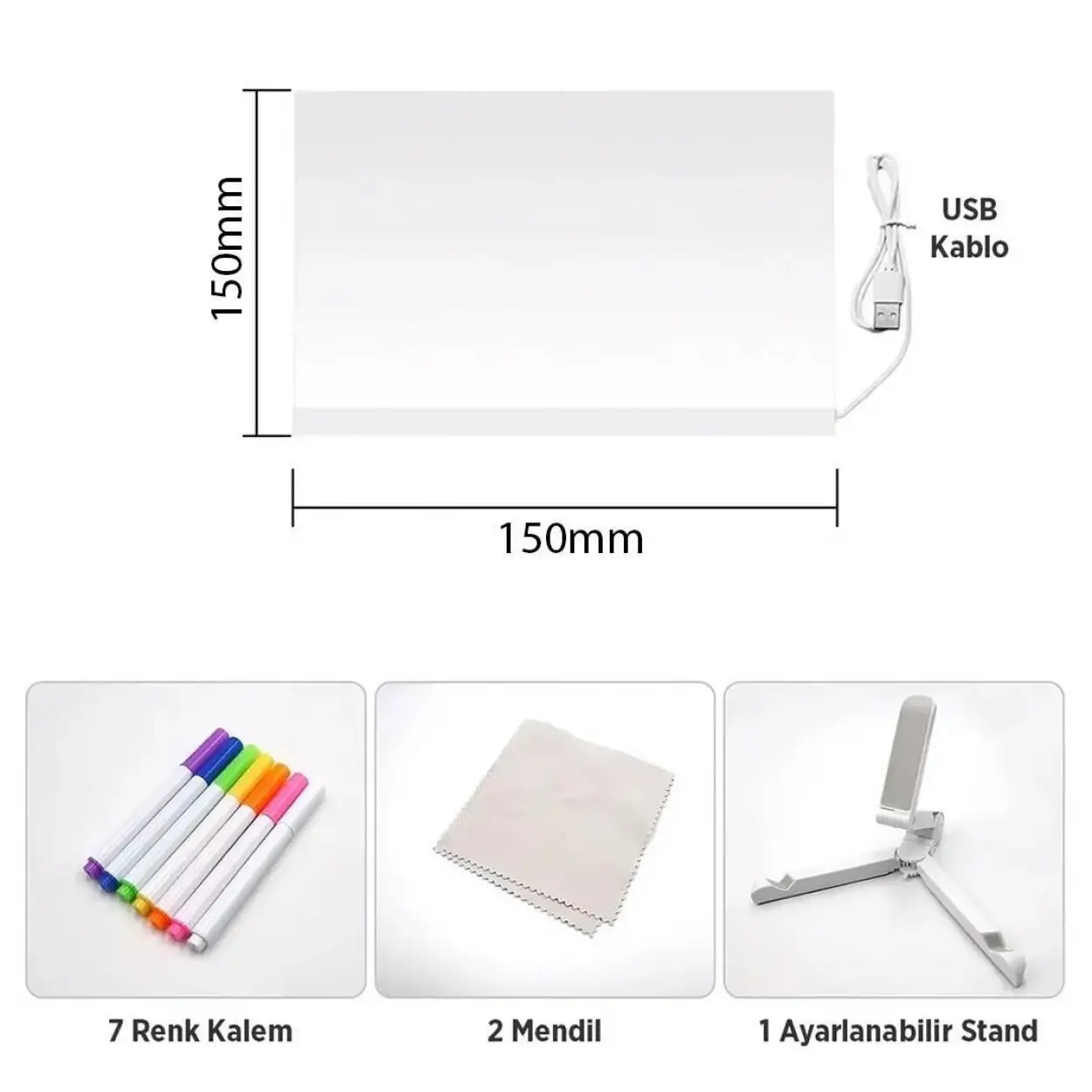 Ennalbur 27126 Dekoratif Led Aydınlatmalı Şeffaf Işıltılı Yazı Çizim Panosu