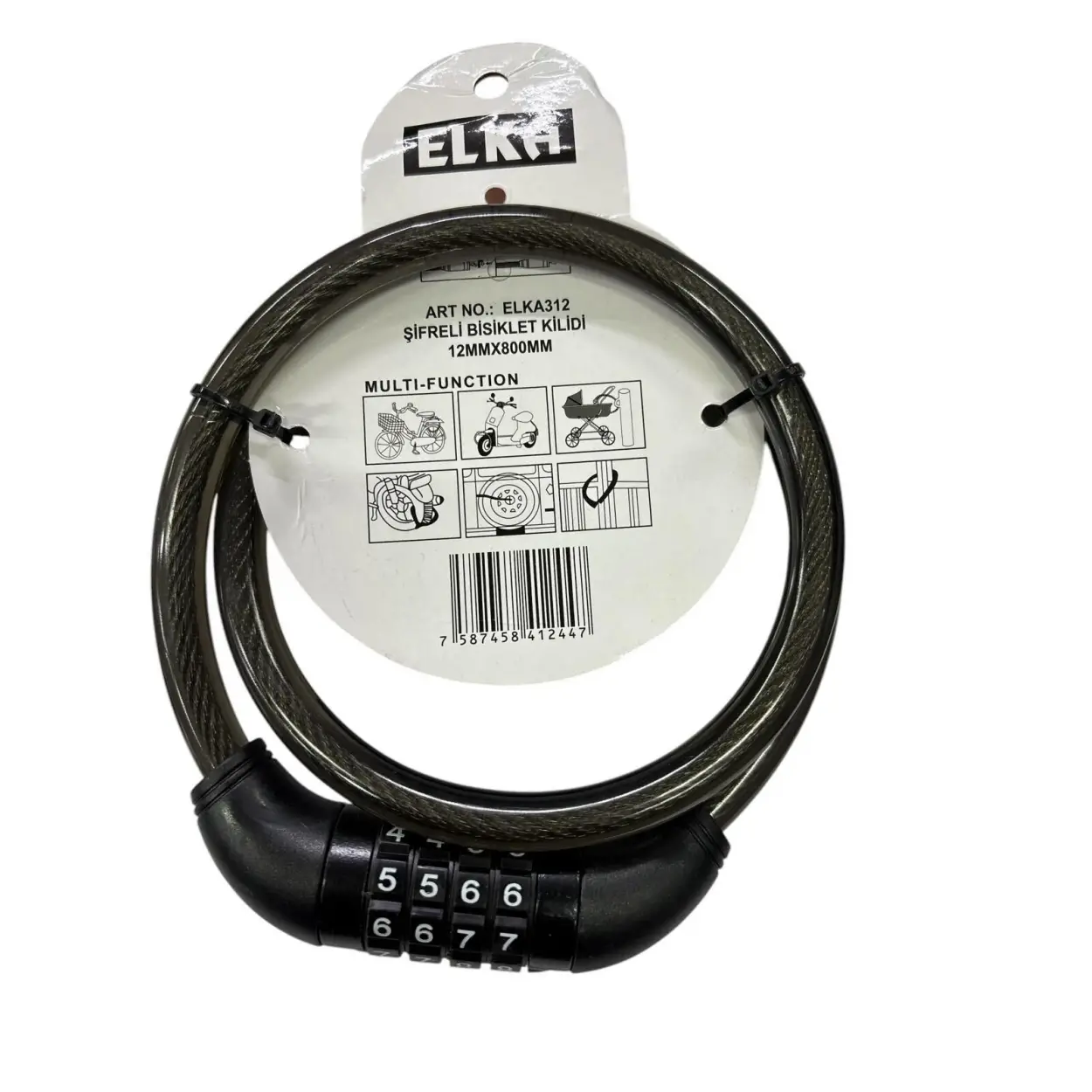 Ennalbur Elka 312 Şifreli Bisiklet Kilidi 80 cm