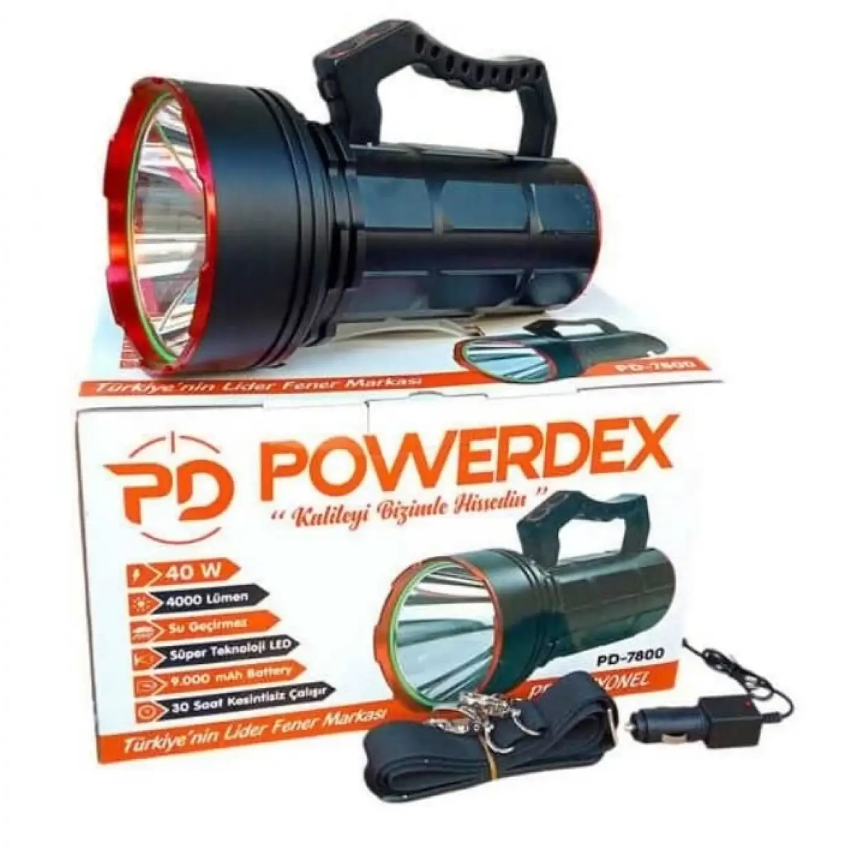 Ennalbur Powerdeks PD-7800 40 Şarjlı Güçlü El Feneri 40 Watt