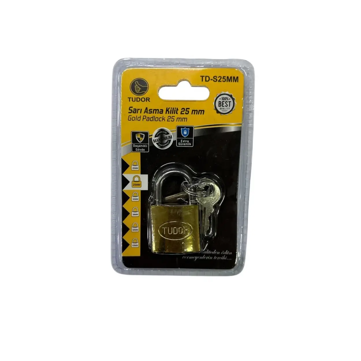 Ennalbur Tudor 25 mm Kısa Sarı Asma Kilit