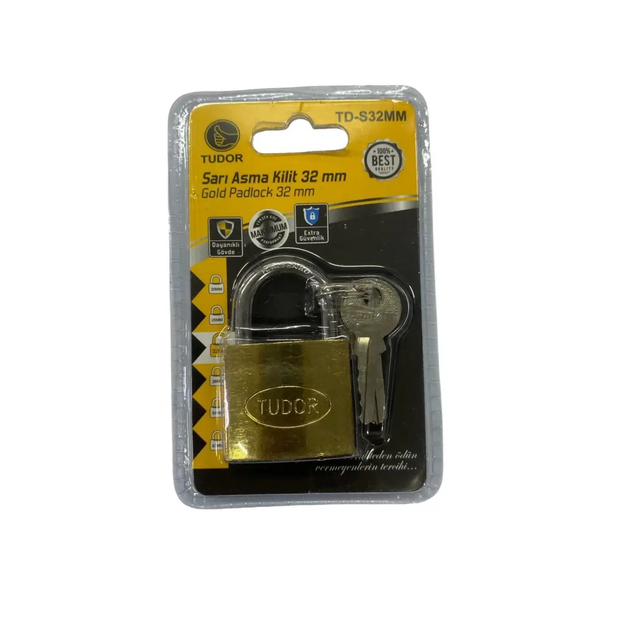 Ennalbur Tudor 32 mm Sarı Asma Kilit