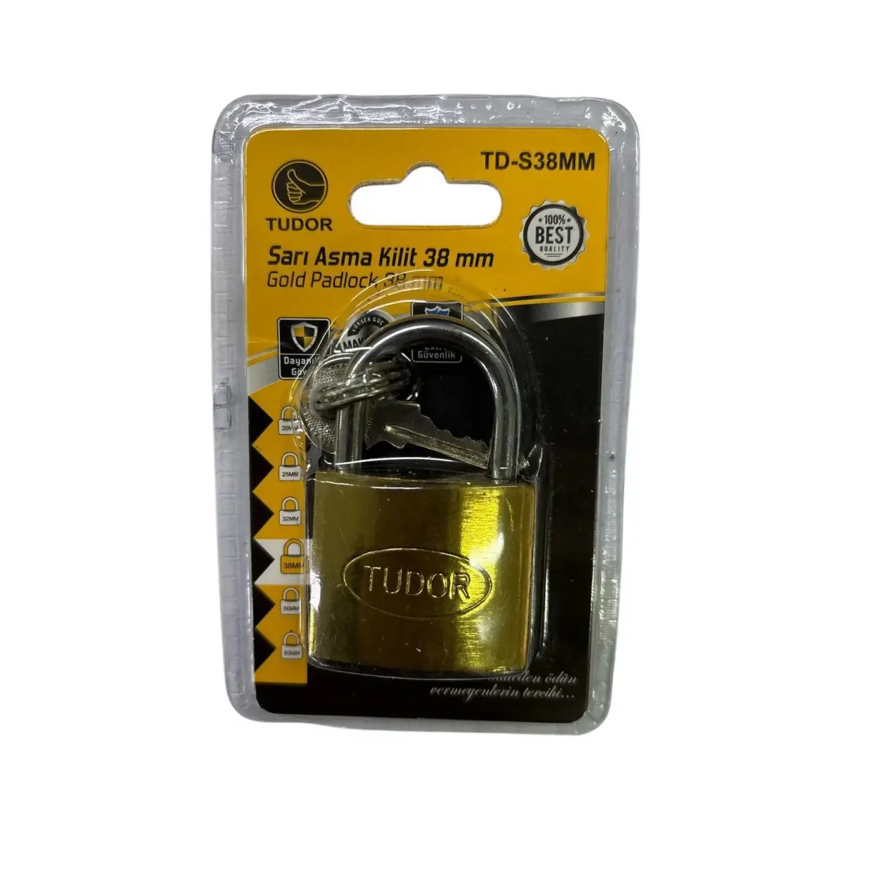 Ennalbur Tudor 38 mm Kısa Sarı Asma Kilit