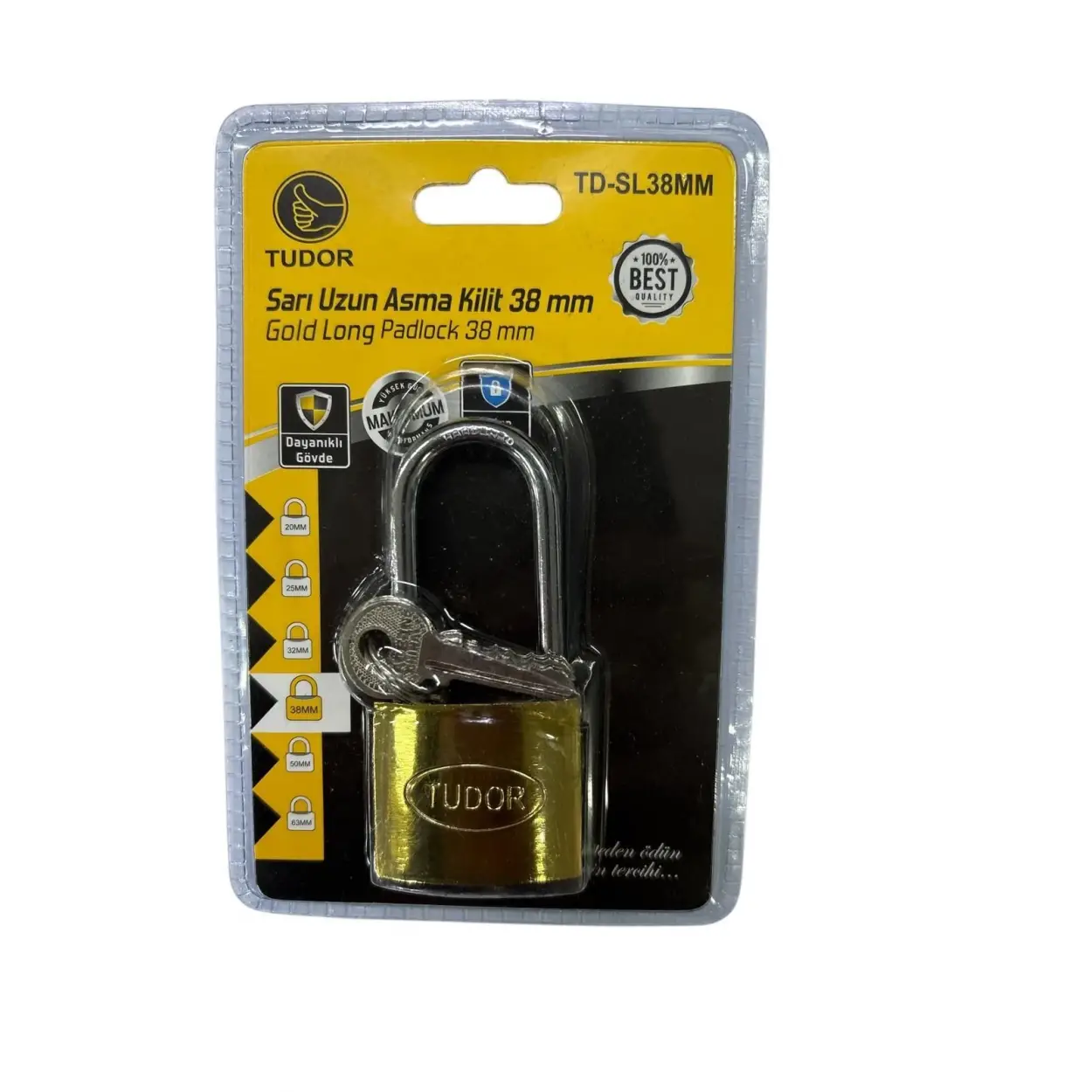 Ennalbur Tudor 38 mm Uzun Sarı Asma Kilit