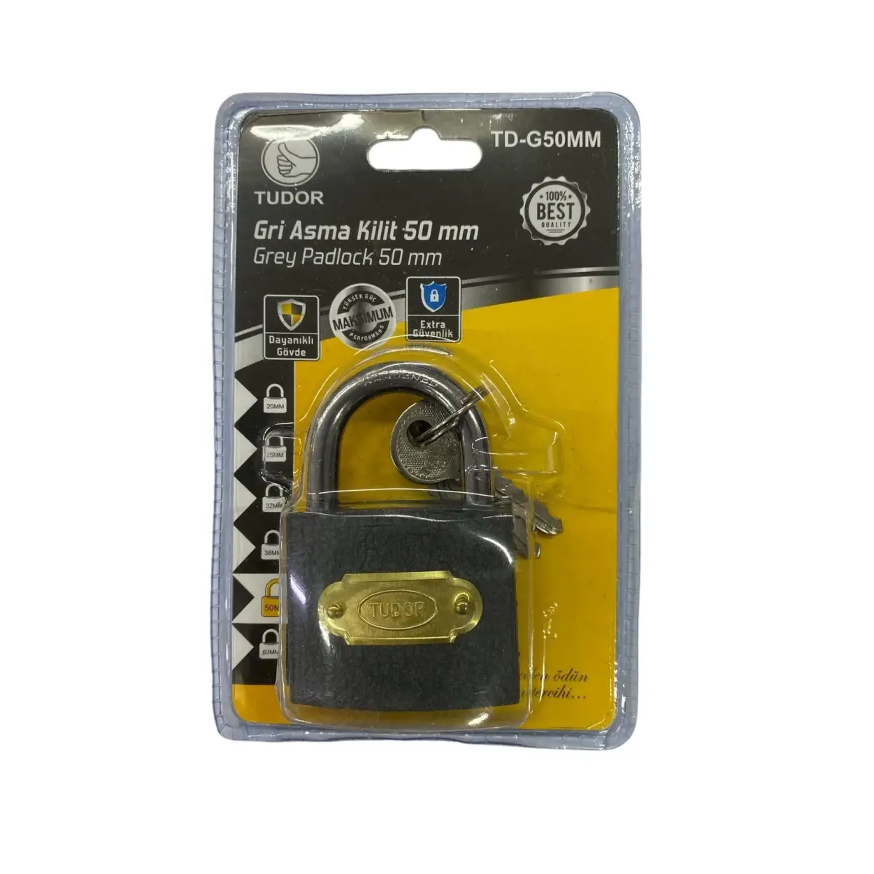 Ennalbur Tudor 50 mm Kısa Gri Asma Kilit
