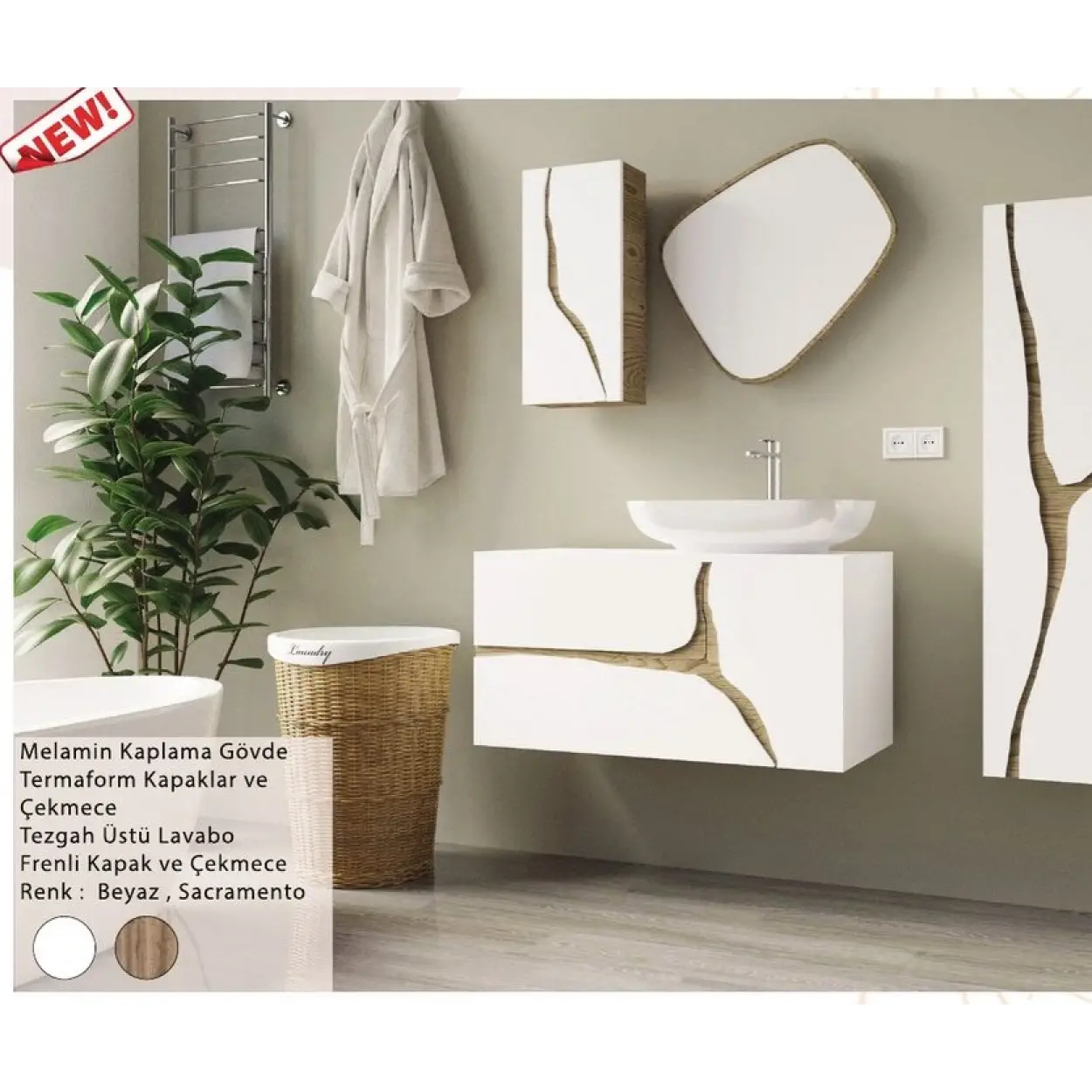 ENSA Rüzgar 120 cm Banyo Dolabı Takımı