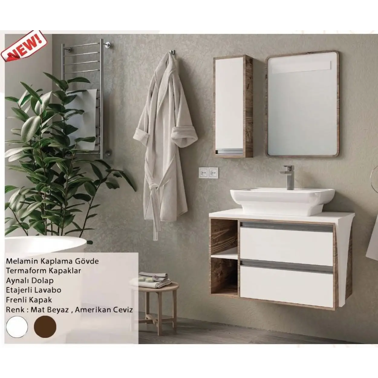 ENSA Ares 120 cm Banyo Dolabı Takımı