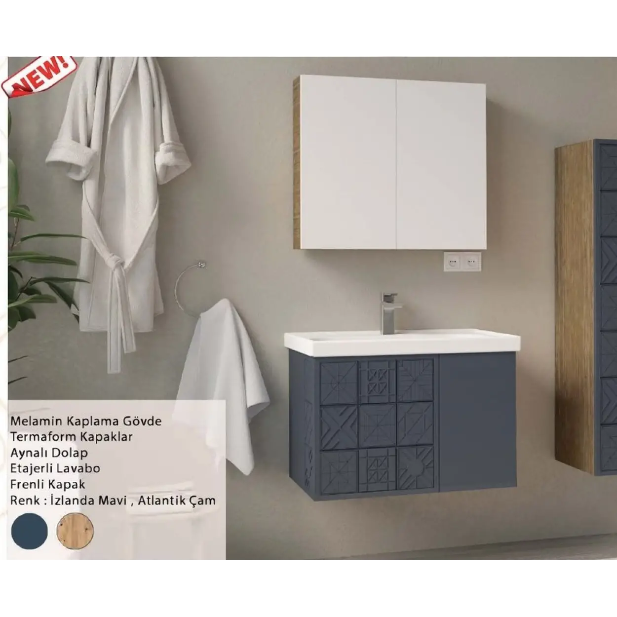 ENSA Poseidon 100 cm Banyo Dolabı Takımı
