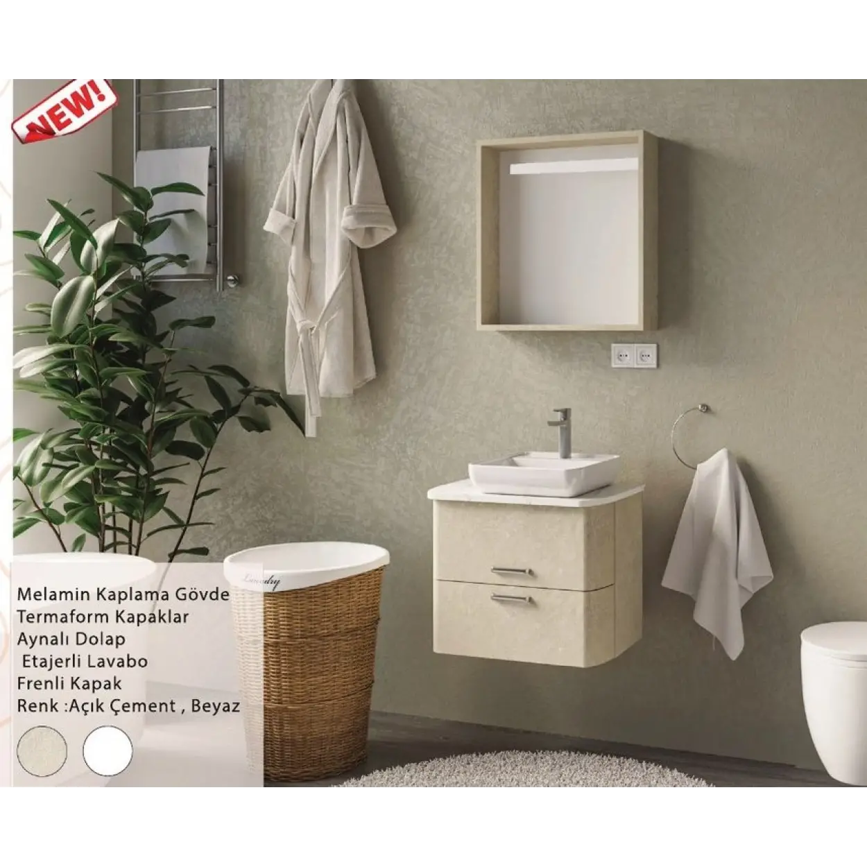 ENSA Antiope 80 cm Banyo Dolabı Takımı