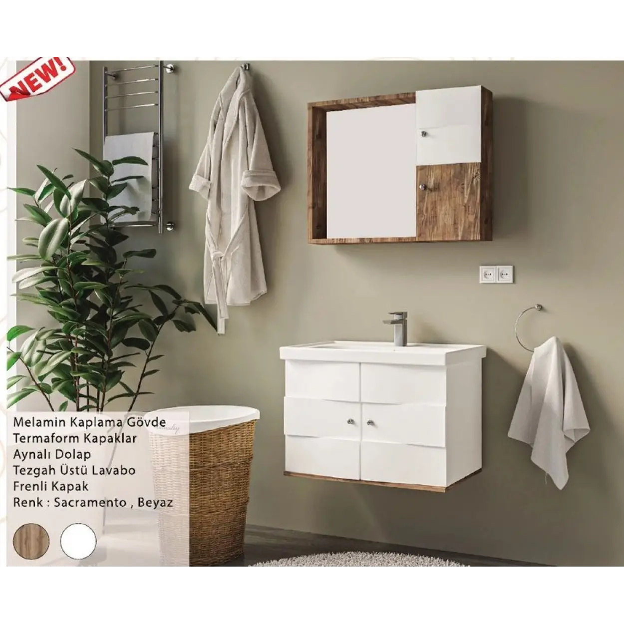 ENSA Asia 02 65 cm Banyo Dolabı Takımı