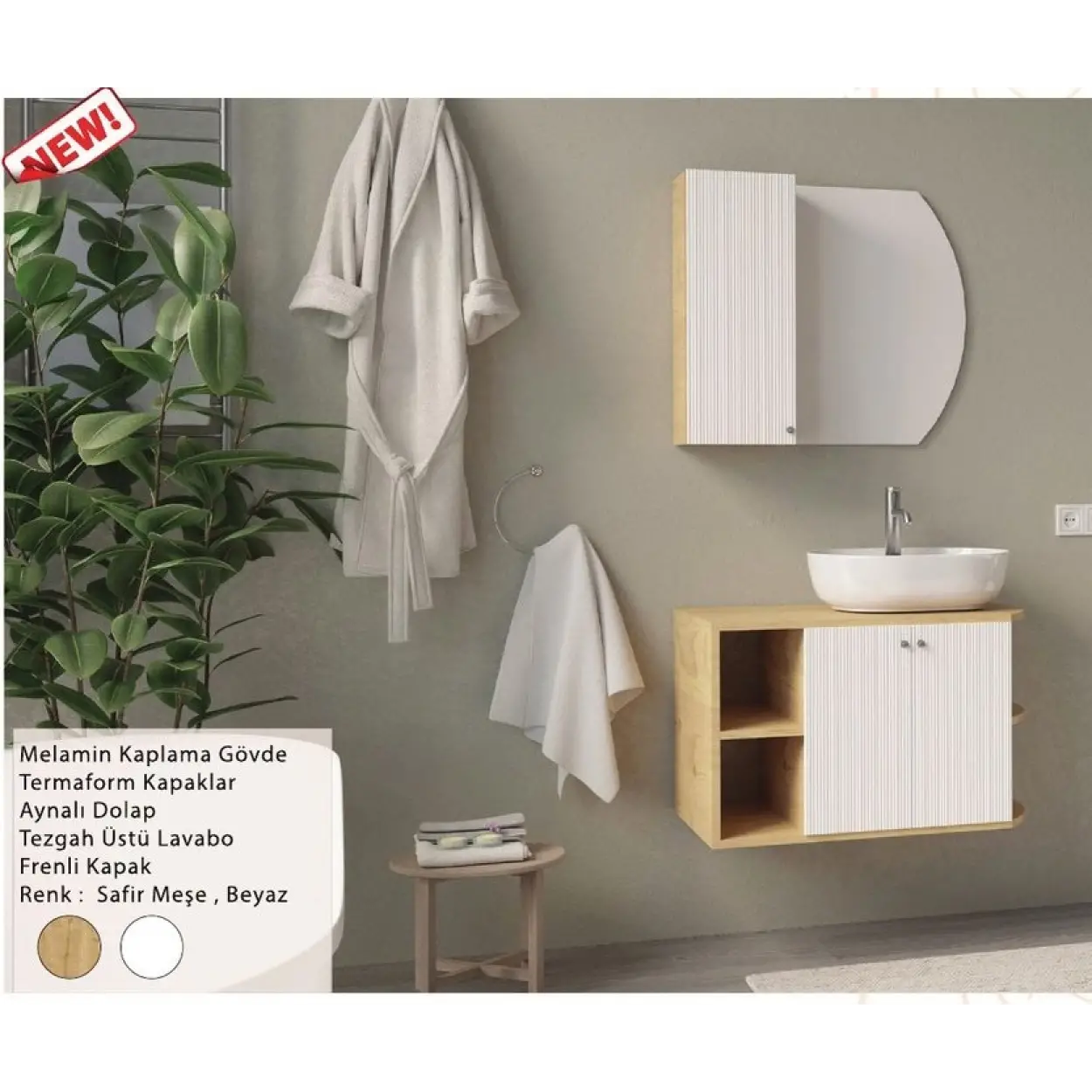 ENSA Afrodit 80 cm Banyo Dolabı Takımı