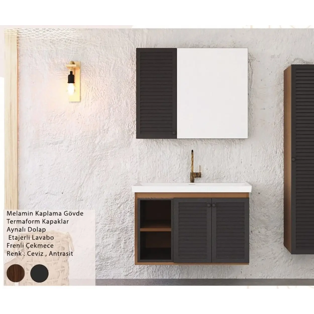 ENSA Behram 80 cm Banyo Dolabı Takımı