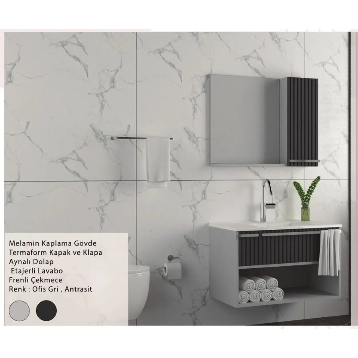 ENSA Edessa 65 cm Banyo Dolabı Takımı