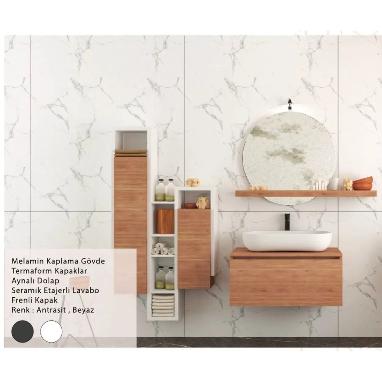 ENSA Lebedos 100 cm Banyo Dolabı Takımı