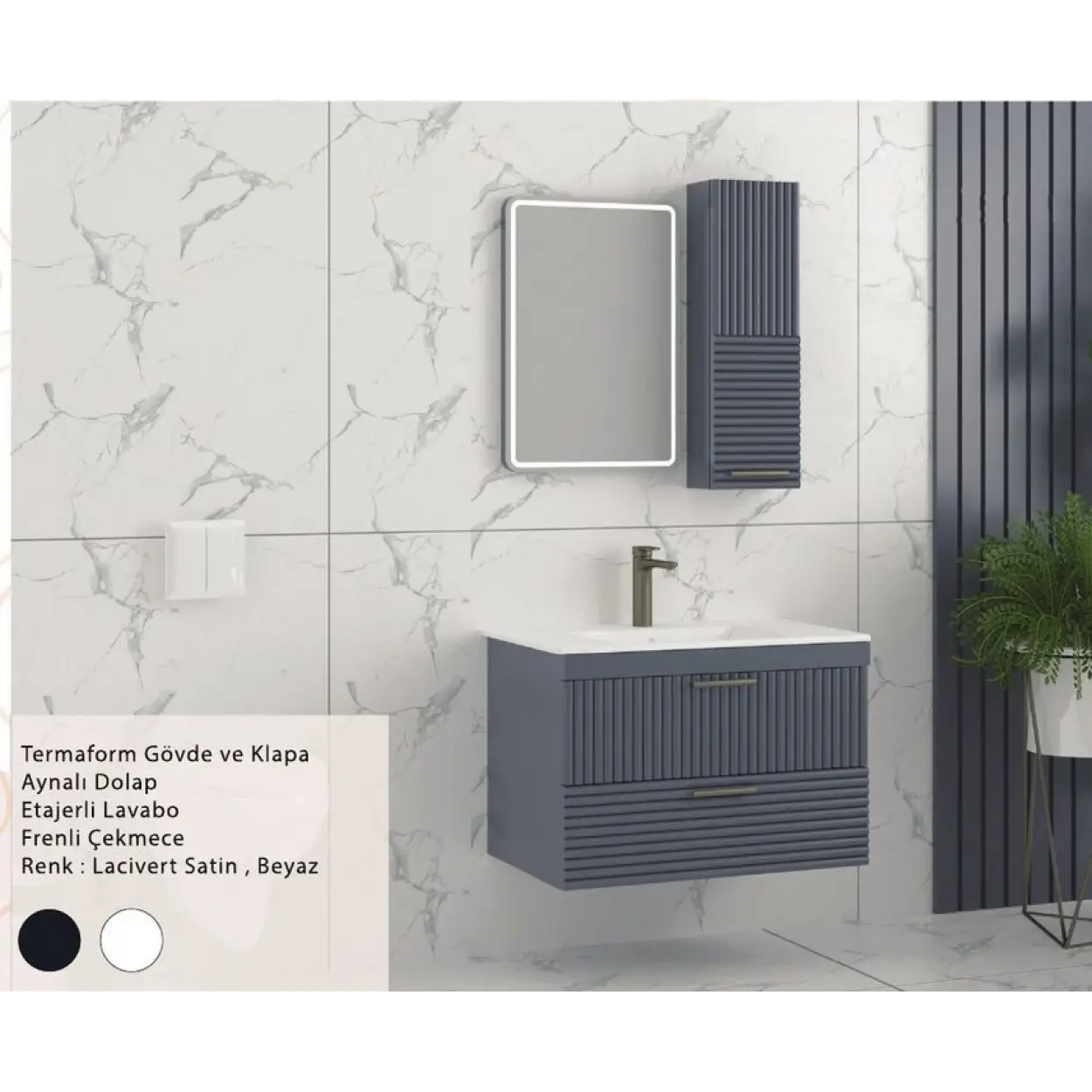 ENSA Gambrion 80 cm Banyo Dolabı Takımı