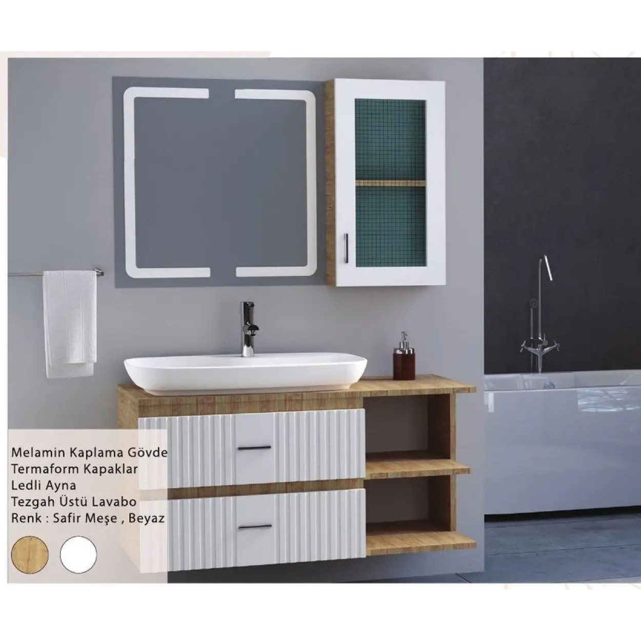 ENSA Zeugma 120 cm Banyo Dolabı Takımı
