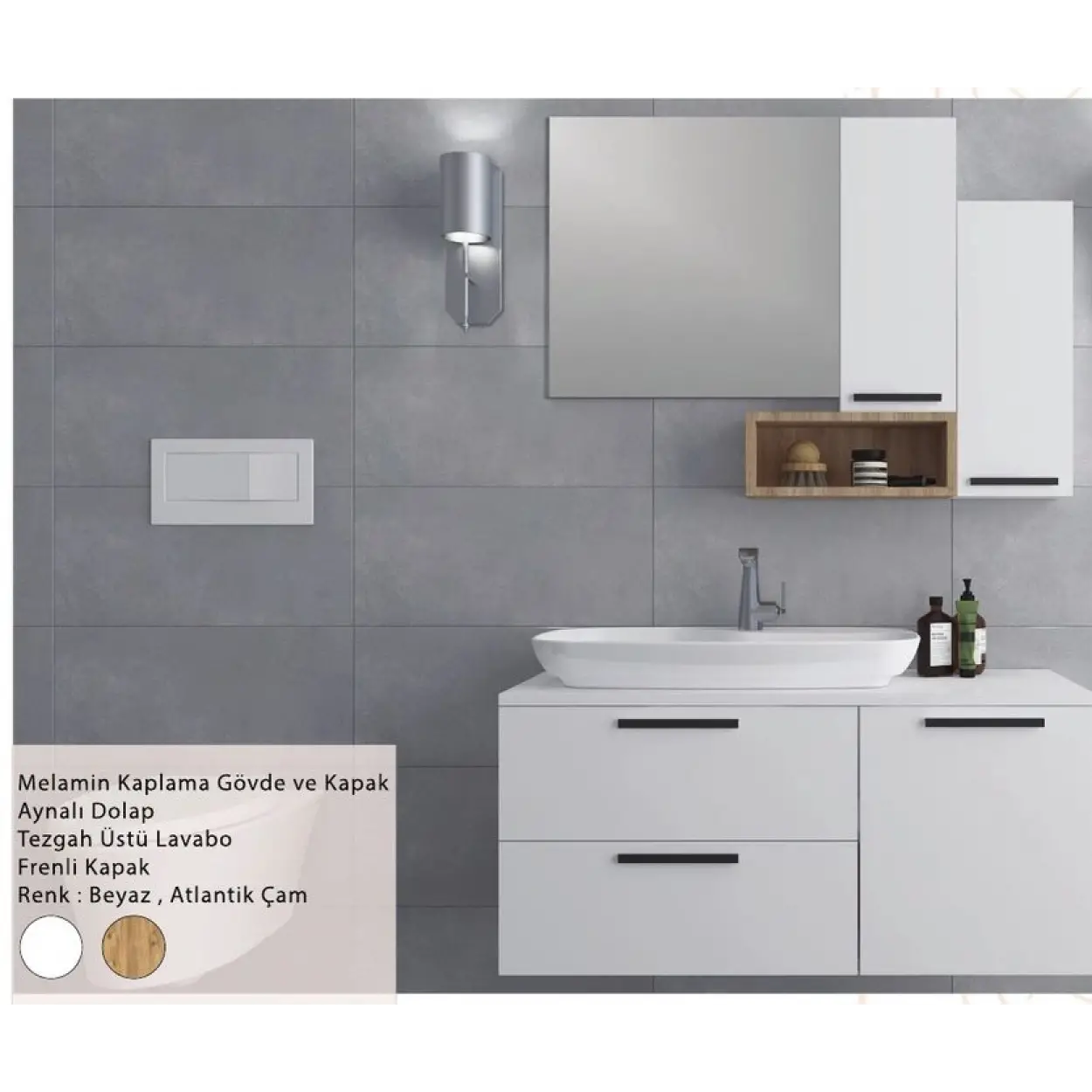 ENSA Antandros 80 cm Banyo Dolabı Takımı
