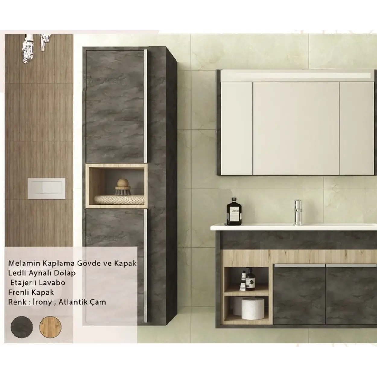 ENSA Efes 100 cm Banyo Dolabı Takımı