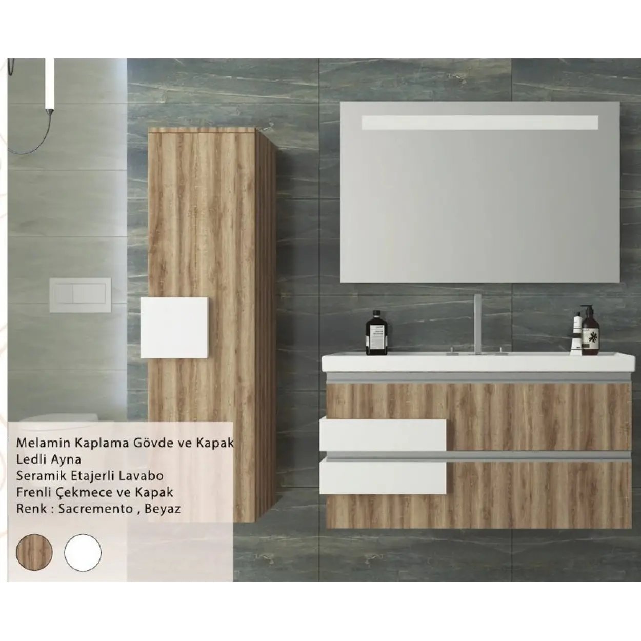 ENSA Perge 80 cm Banyo Dolabı Takımı