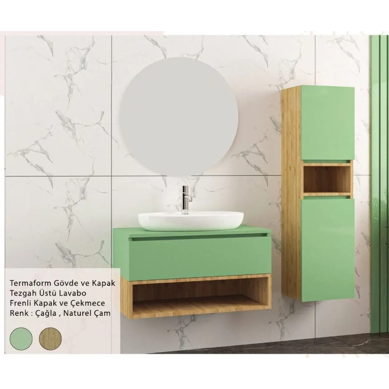 ENSA Pan 80 cm Banyo Dolabı Takımı