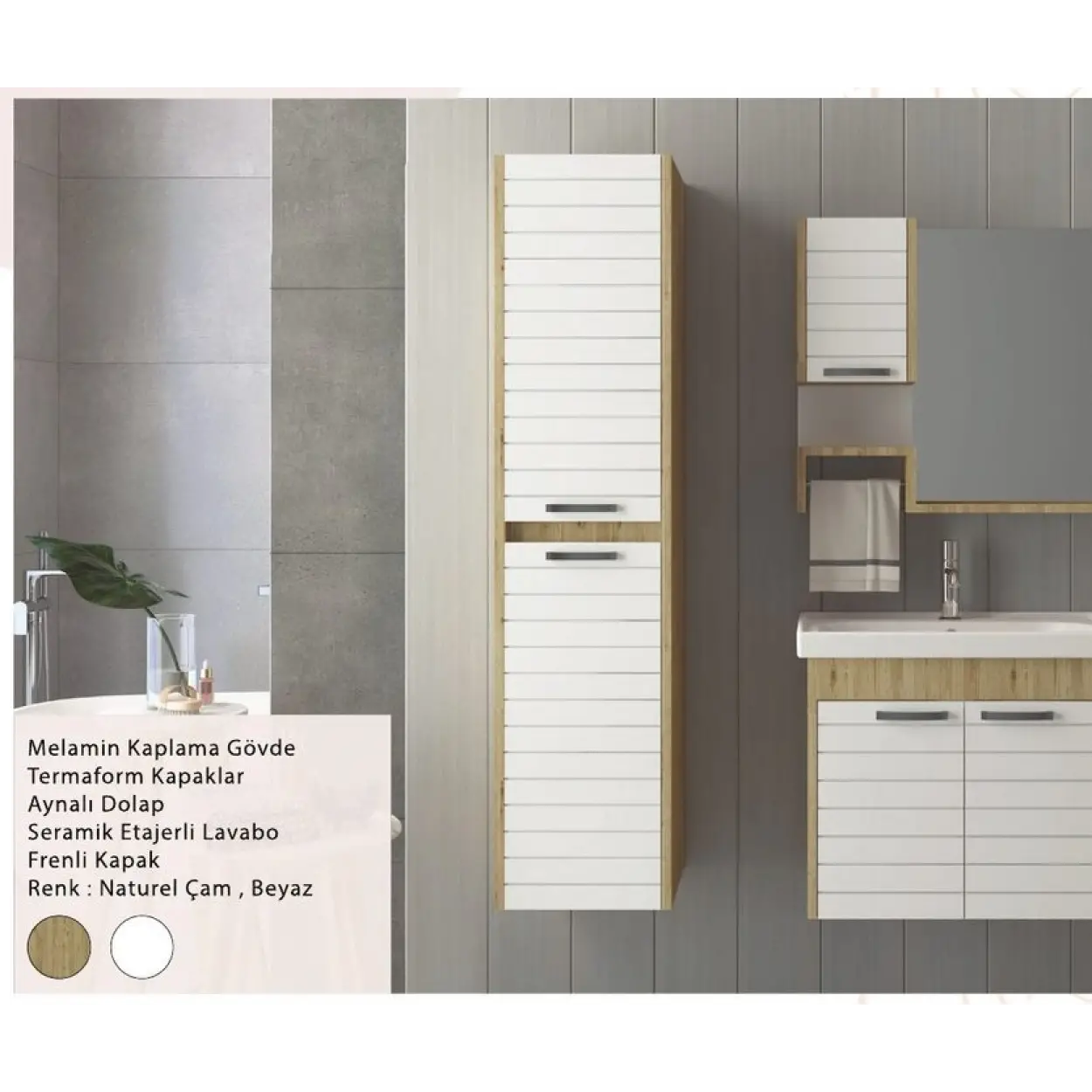 ENSA Silyon 65 cm Banyo Dolabı Takımı