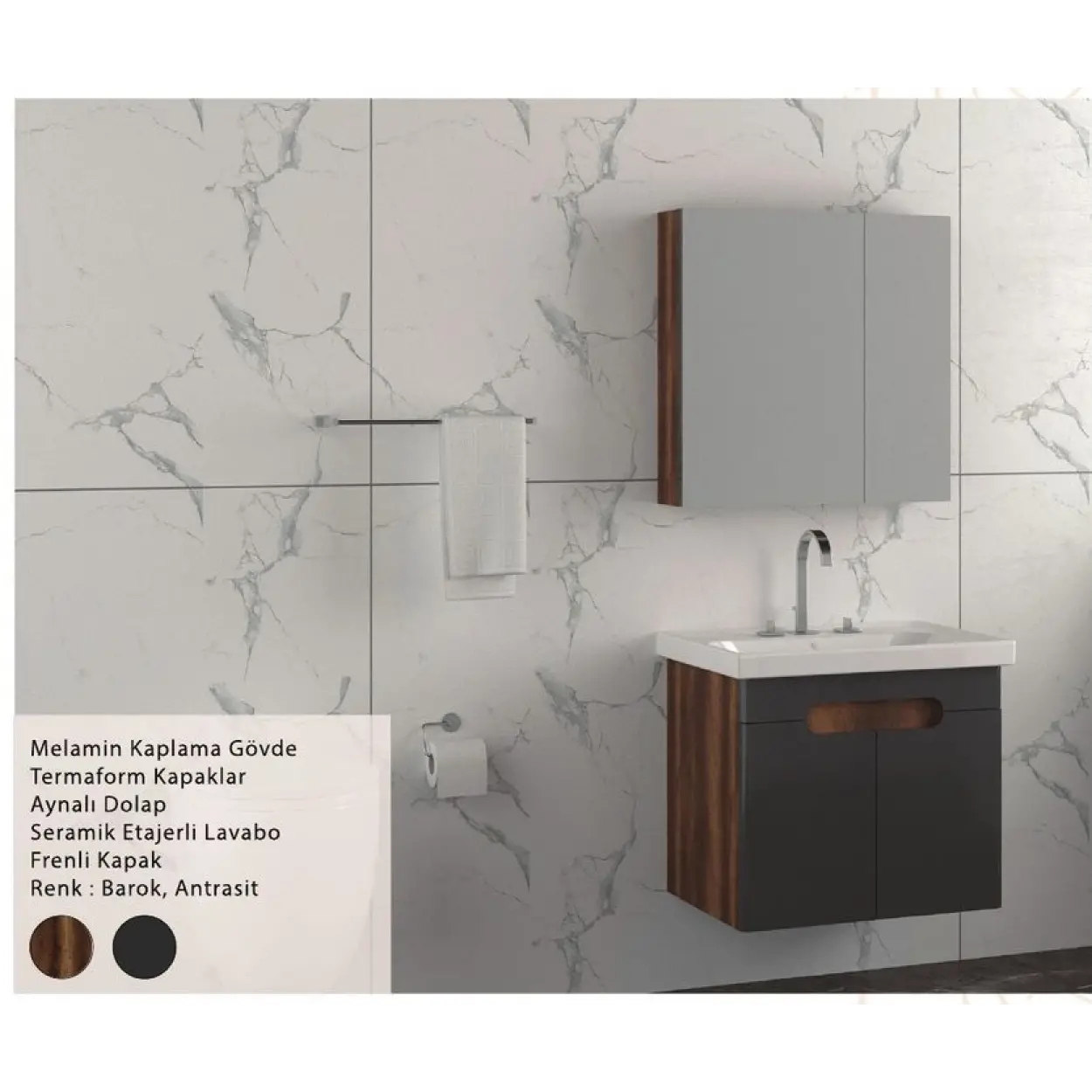 ENSA Aizanoi 65 cm Banyo Dolabı Takımı