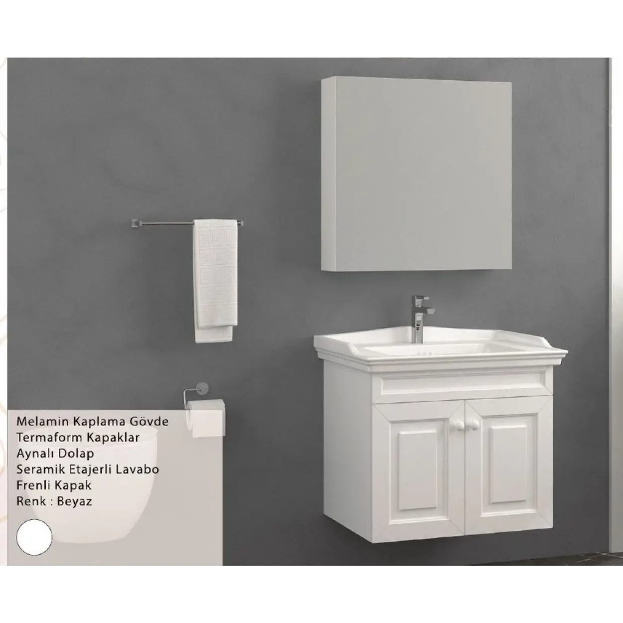 ENSA Pandora 80 cm Banyo Dolabı Takımı