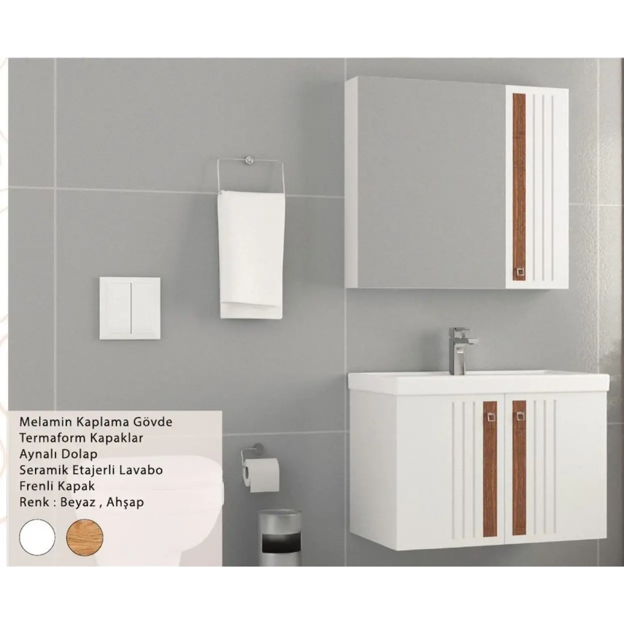 ENSA Angora 65 cm Banyo Dolabı Takımı