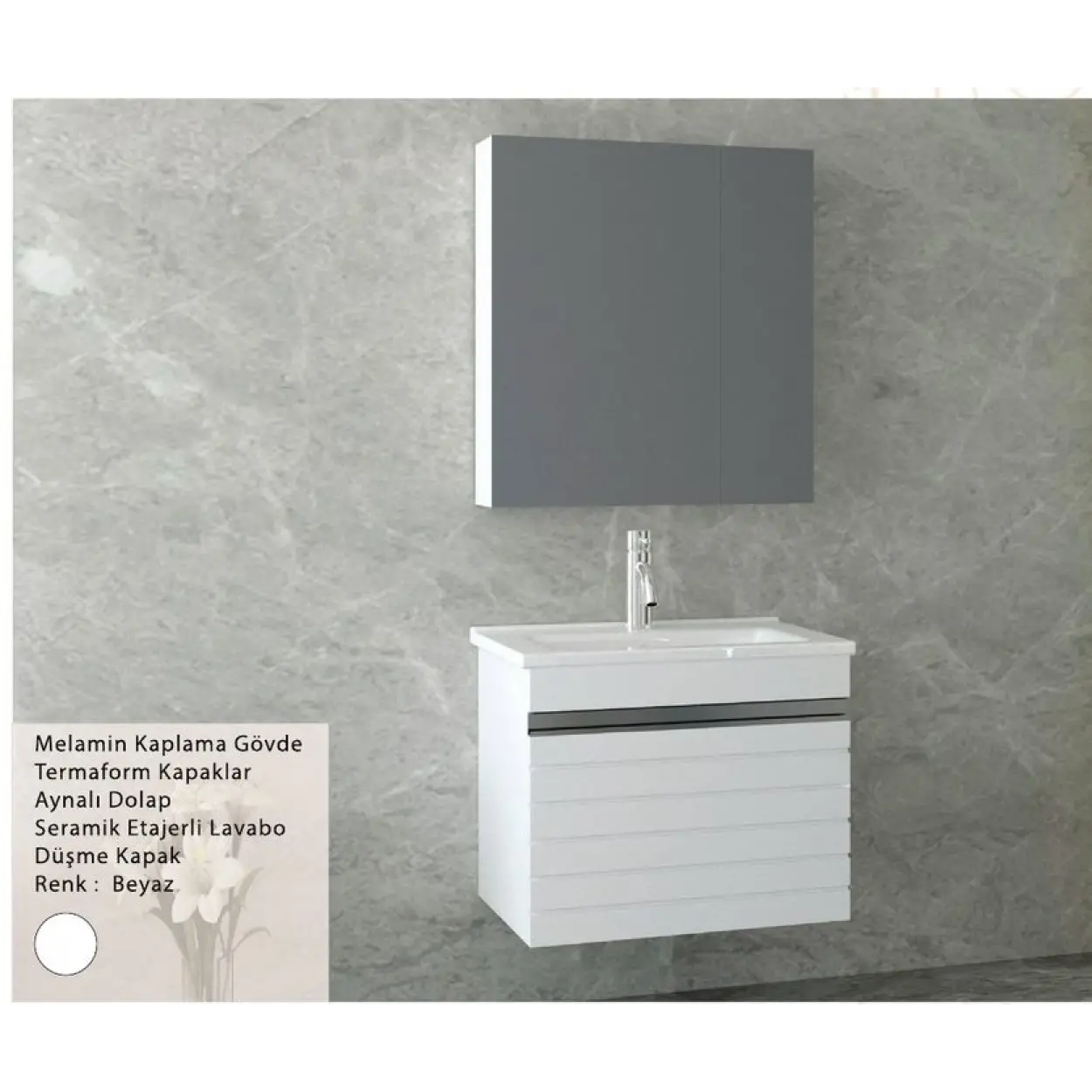 ENSA Smyrna 100 cm Banyo Dolabı Takımı