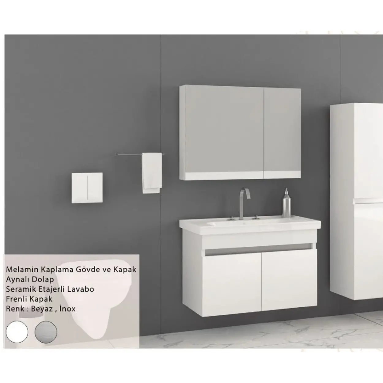ENSA Magnesia 100 cm Banyo Dolabı Takımı